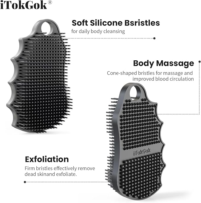 Silicone Body Scrubber Silver-Infused Dual-Sided 3-in-1 - Image 6