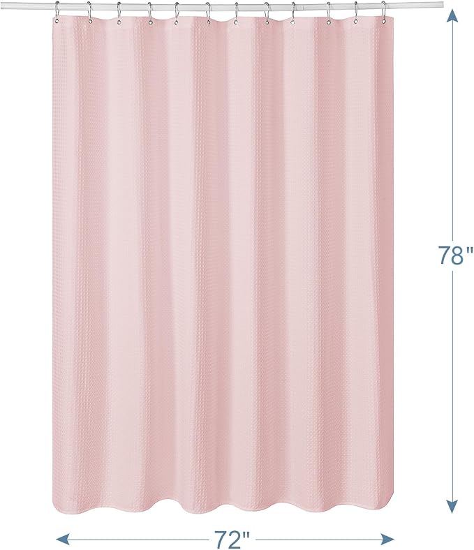 AmazerBath Waffle Shower Curtain, Blush Pink Shower Curtain Fabric 78 Inches - Image 7