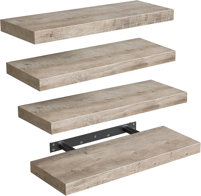 Floating Shelves for Wall, 1.5" Thick Wall Shelf Set of 4 by RALGEND
