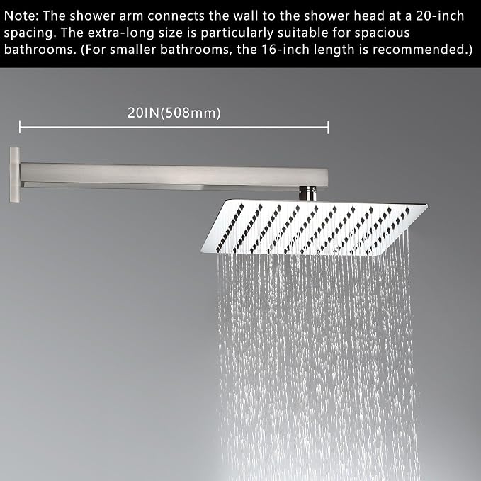 Voolan 20" Square Shower Arm - Image 2