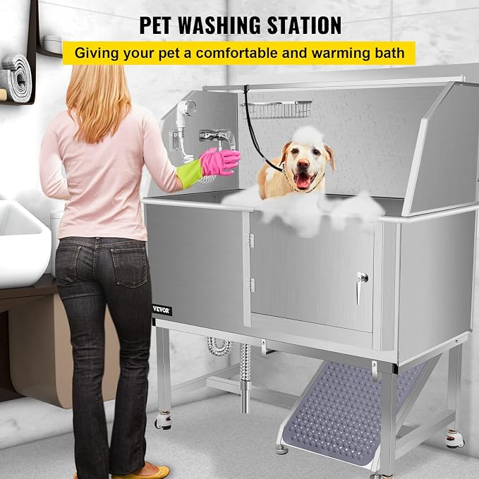 VEVOR Dog Grooming Tub, Professional Stainless Steel Tub Rated 330LBS Load - Image 2