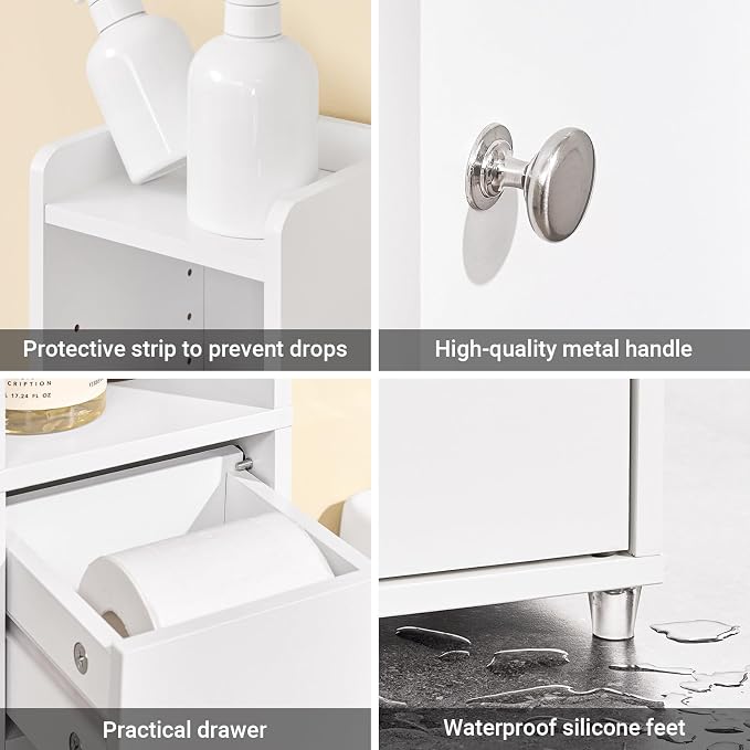 SoBuy Narrow Bathroom Storage Cabinet, Tall Slim Bathroom Organizer Cabinet - Image 8