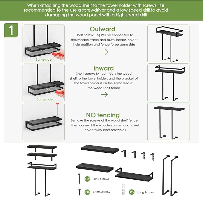 Towel Racks for Bathroom-Wall Mounted Floating Shelves for Wall Bathroom - Image 7