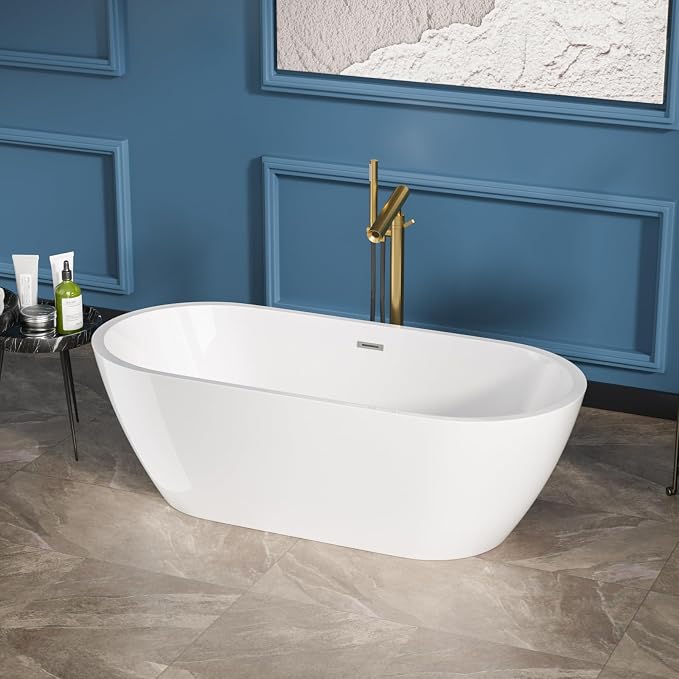 Sarlai 67 Inch Acrylic Freestanding Soaking Bathtub Contemporary Soaking White - Image 3