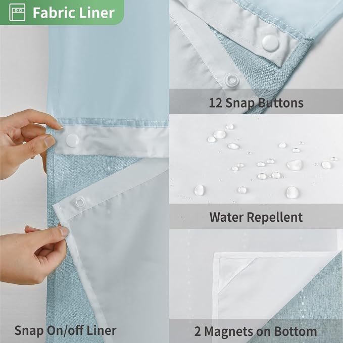 No Hook Extra Long Shower Curtain Set - Image 6