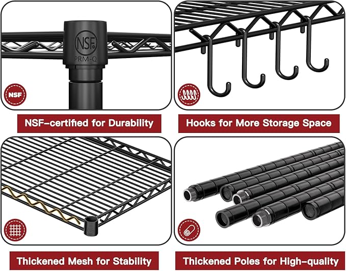 PrimeZone 2 Packs 36" W x 16" D x 79" H Wire Storage Shelves - Image 4
