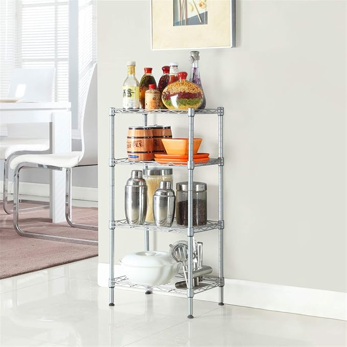 4 Tier Storage Racks Shelving, Heavy Steel Pantry Shelves, Adjustable Wire by Unknown