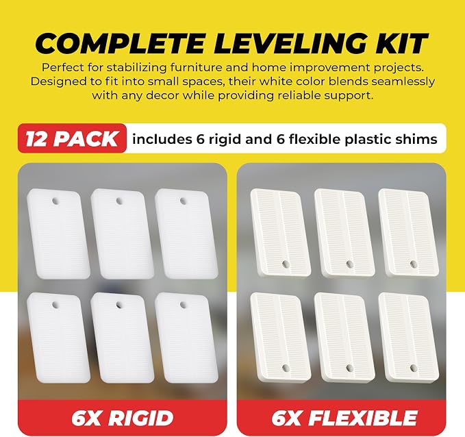 Plastic Shim Wedge Set Nonslip Furniture Levelers Combo Kit 6 Rigid and 6 - Image 6