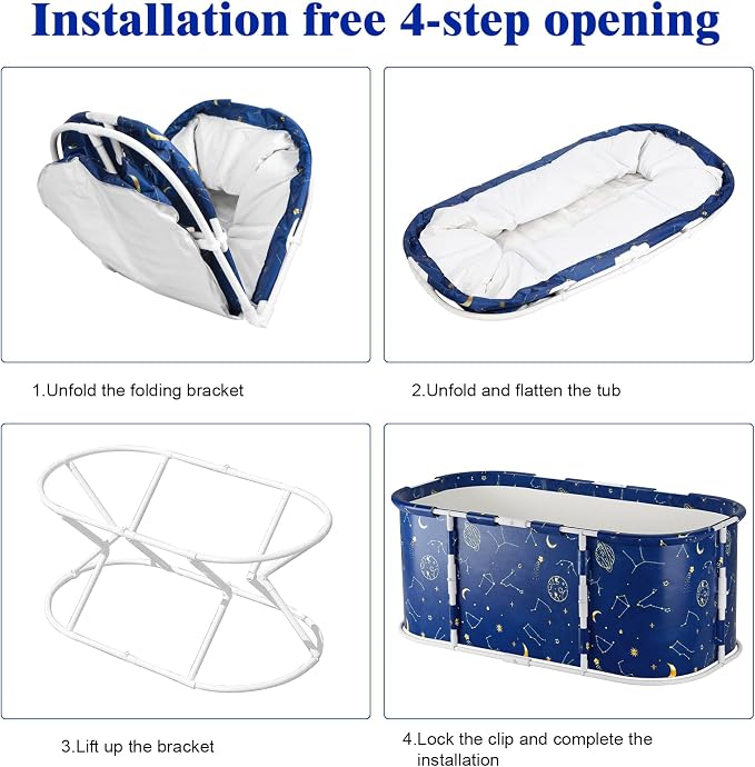 Portable Tub for Adults, Large Collapsible Foldable Bathtub 56in Length - Image 6