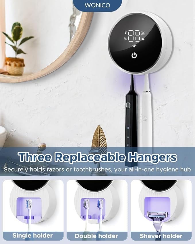 Toothbrush Holders for Bathroom, WONICO Toothbrush Sanitizer Holder, Tooth - Image 6