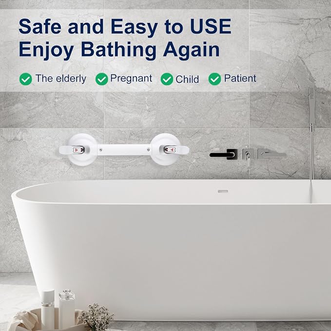 Suction Cup Grab Bars for Bathtubs and Bathroom, Tool Free Shower Handle - Image 2