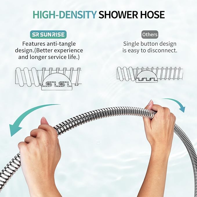SR SUN RISE Flexible 304 Stainless Steel Replacement Shower Hose - Image 7