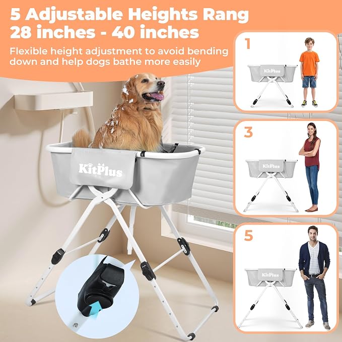 Portable Dog Bathtub, 5 Height Adjustable Dog Washing Station - Image 3
