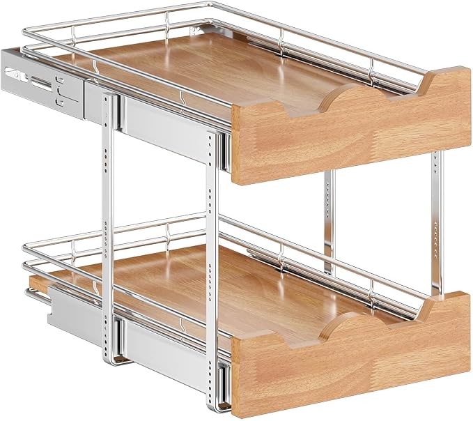 OCG Pull Out Cabinet Organizer 14" W x 21" D, 2 Tier Slide Out Shelf, - Image 4