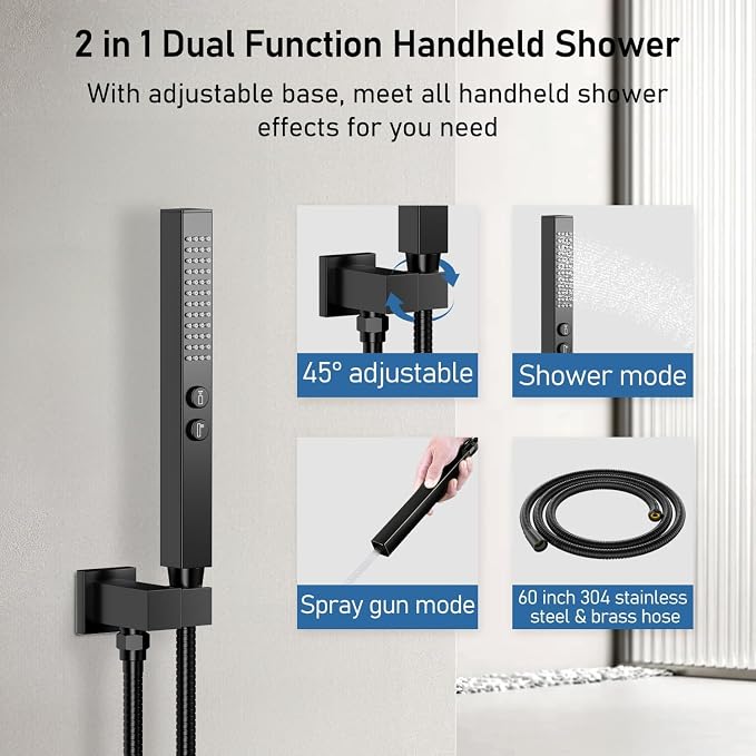 Shower Faucet Sets Shower System, 2 Head Shower System Rain Showerhead - Image 4