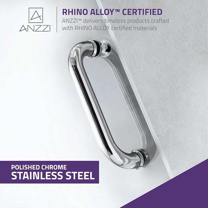ANZZI 70" x 24" Frameless Shower Door in Polished Chrome, Water Repellent Glass - Image 6
