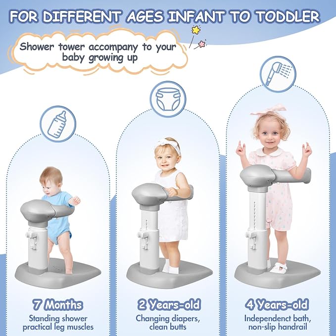 Baby Shower Stand, Baby Shower Standing Support, Adjustable Baby Bath Support - Image 3