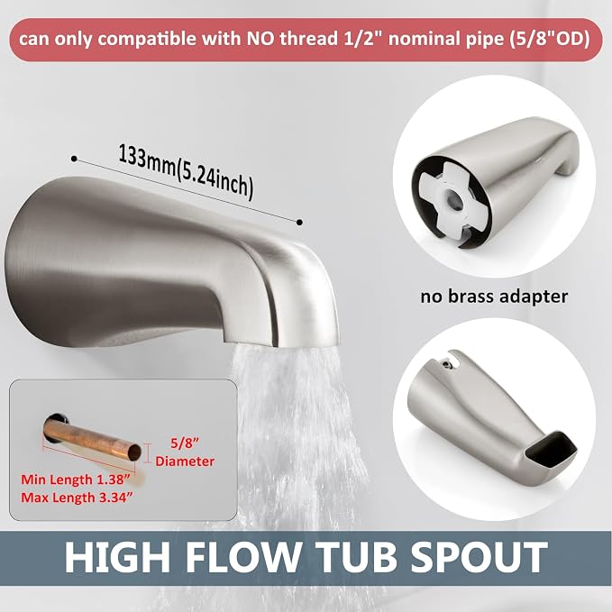 Aolemi 3 Handles Tub Shower Faucet Set - Image 4