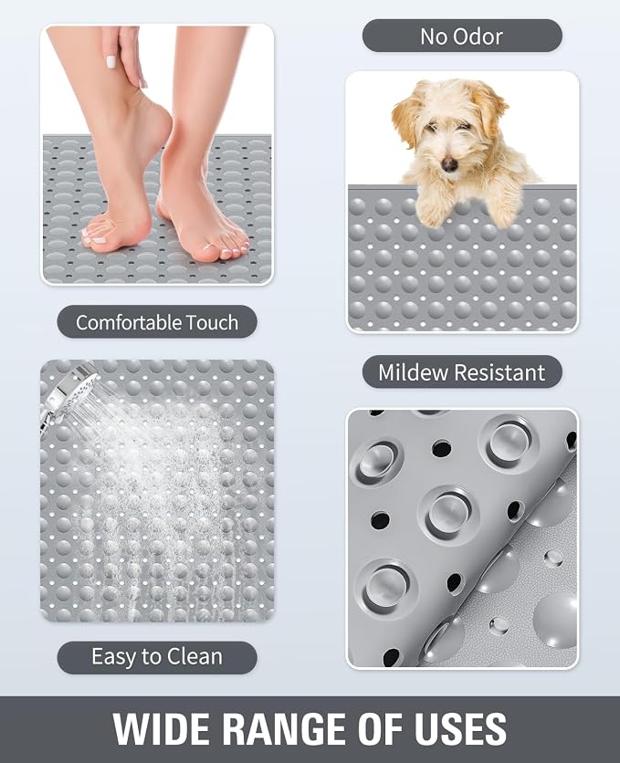 Yolife Extra Large TPE Shower Mat, 47.2" L x 31.5" W Anti Slip Bath Mat - Image 5