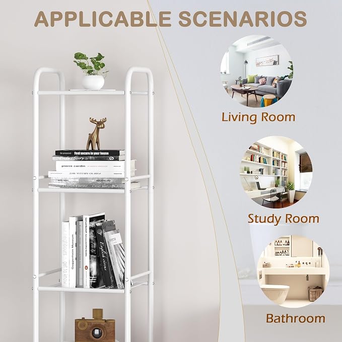 JSB 5 Tier Narrow Bathroom Shelving Unit, Kitchen Storage Rack Organizer Metal - Image 4