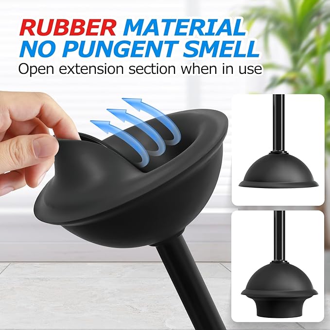 3Pack 2 in 1 Toilet Brush and Plunger Set, Extended Handle Plunger, Toilet Bowl - Image 4