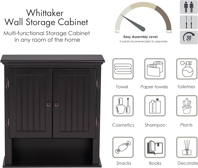 UTEX Bathroom Cabinet Wall Mounted, Wood Hanging Cabinet, Wall Cabinets - Image 6