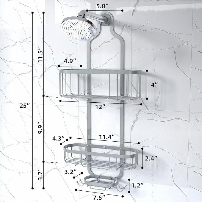 Kadolina Bathroom Hanging Shower Organizer, Over Head Shower Caddy Shower - Image 6