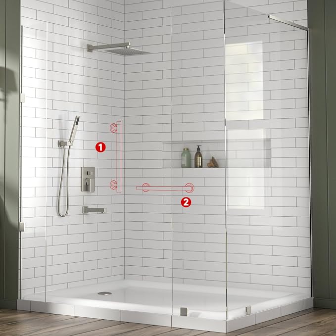 Lava Odoro Shower Grab Bar, Modern Set Stainless Steel Handicap Grab Bar - Image 9