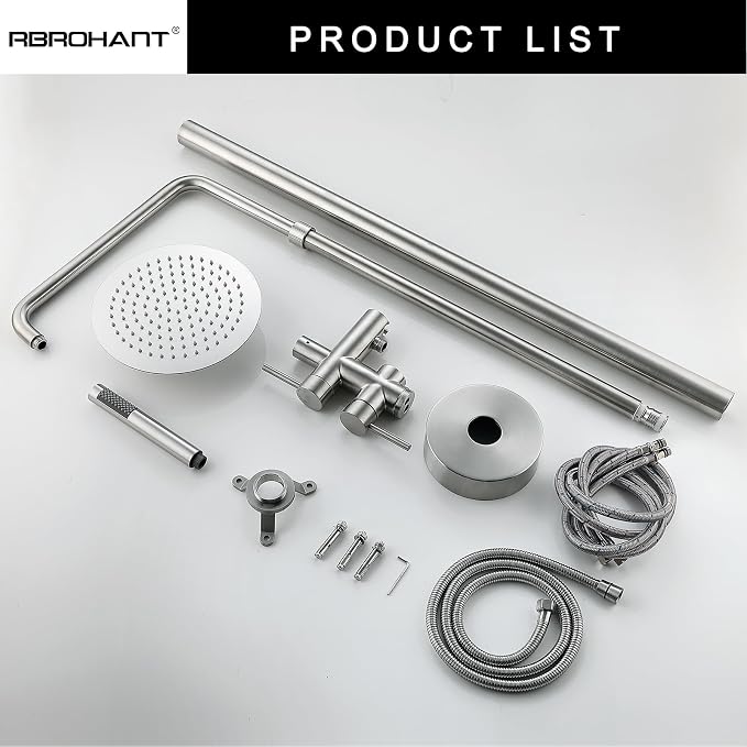 RBROHANT Freestanding Outdoor Shower Nickel, Height Adjustable Outside Showers - Image 7