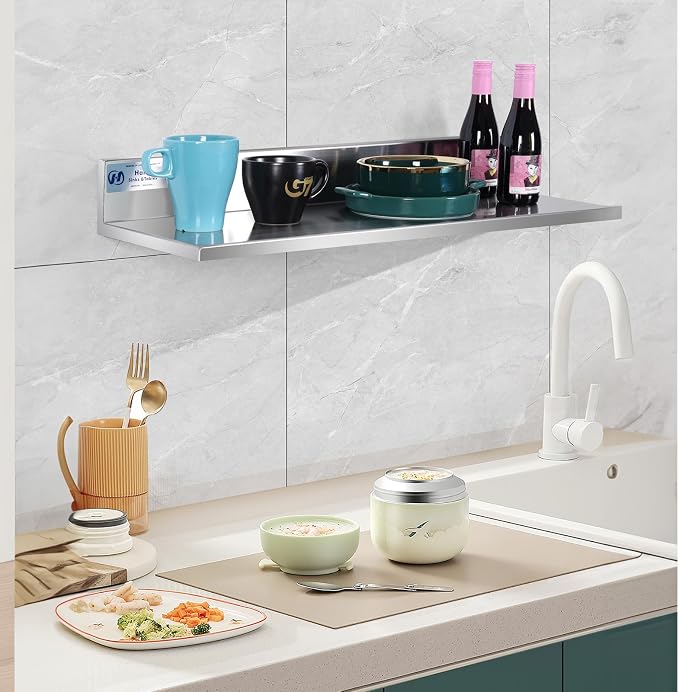 Hally Stainless Steel Wall Shelf 8.6 x 30 Inches 58 lb, NSF Commercial Heavy - Image 6