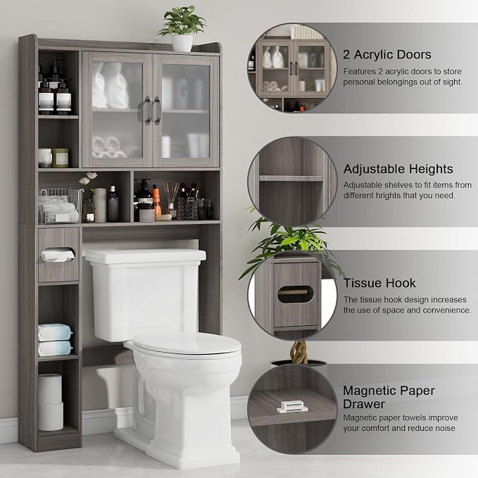 Vabches Over The Toilet Storage Cabinet, Farmhouse Storage Cabinet Over Toilet - Image 3