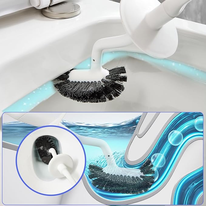 Toilet Brush & Pumice Stone Brush Combo, 2-in-1 Toilet Bowl Brush and Dual-Slot - Image 4