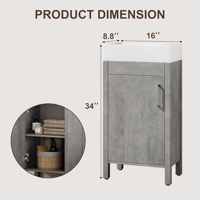 GarveeHome 16" Bathroom Vanity - Image 4