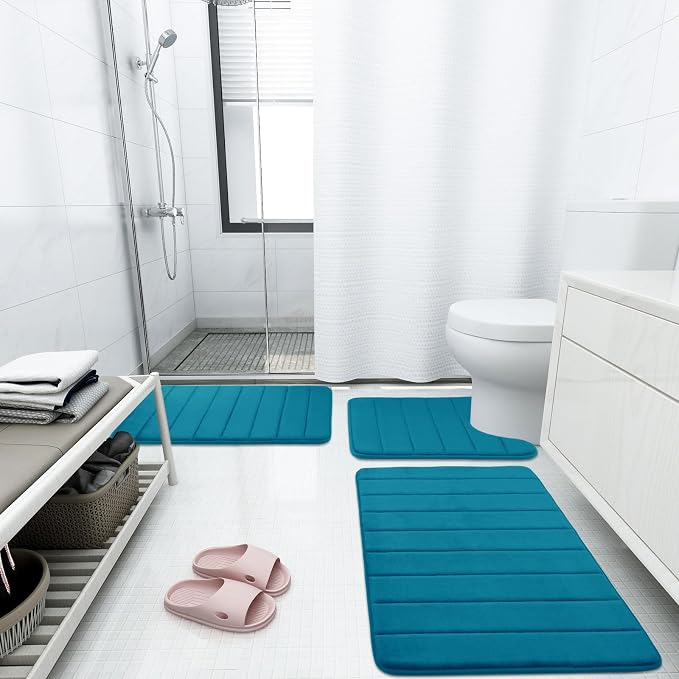 Buganda Memory Foam Bath Mat, Ultra Soft and Non-Slip Bathroom Rugs, Water - Image 7