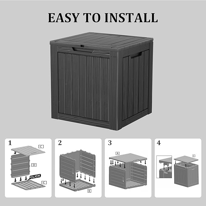 TARKARI 35 Gallon Lockable Resin Deck Box, Waterproof & UV-Resistant Outdoor - Image 8