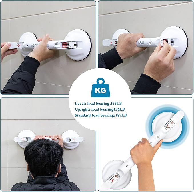 15inch Suction Shower Grab Bar, Portable Shower Handle Bar Suction Grip Bar - Image 6
