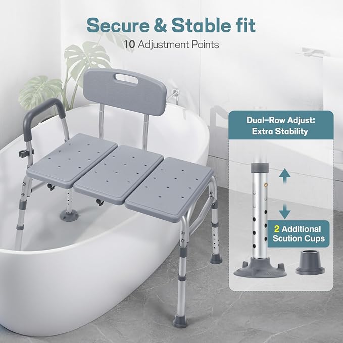 TABEKE Tub Transfer Bench for Bathtub, 500lb Shower Chair - Image 3