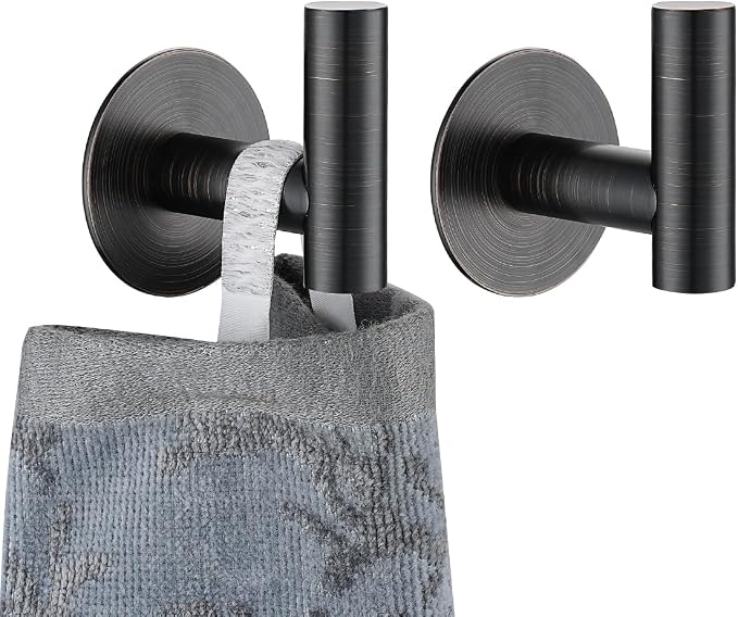 JQK Self Adhesive Towel Hook Bronze, No Drill Stick on Coat Robe Clothes Wall by Homeimprovement