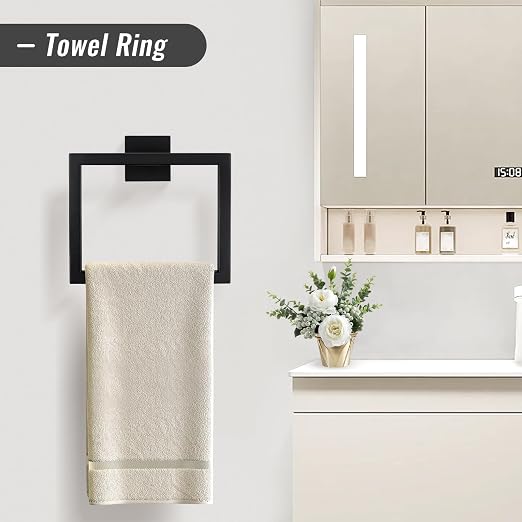 YACVCL Matte Black Towel Bar Set 10-Piece Bathroom Hardware Accessories Set - Image 3