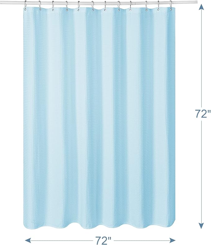 AmazerBath Baby Blue Shower Curtain Fabric, Waffle Shower Curtain Polyester - Image 7