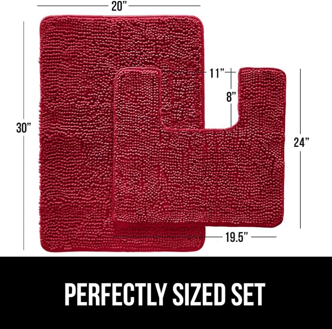 GORILLA GRIP Bathroom Rug Sets, Soft Chenille 2 Piece Area Rugs Set, Toilet - Image 2