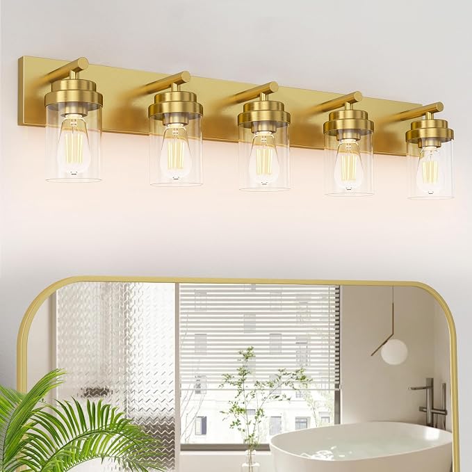 IZORRO Bathroom Vanity Light Fixture, 5-Light 36 Inch Gold Bathroom Light by IZORRO