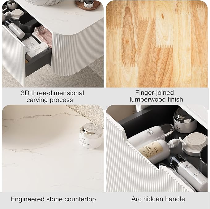 36'' Bathroom Vanity with Sink, Floating Vanities with Rectangular Ceramic - Image 3