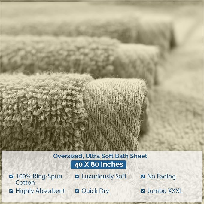 DAN RIVER Pack of 1 Bath Sheet 40x80 Inches, Extra Large Bath Towels, Luxury - Image 6