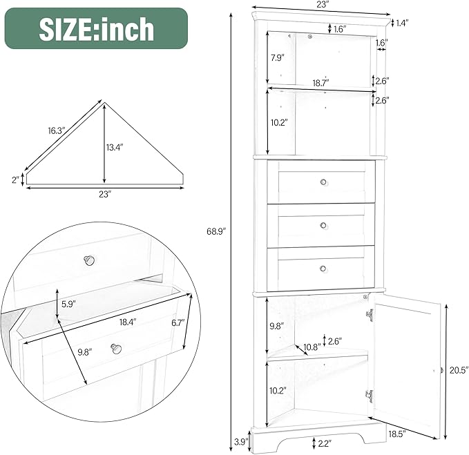 Favfurish 69" Tall Corner Cabinet - Image 2