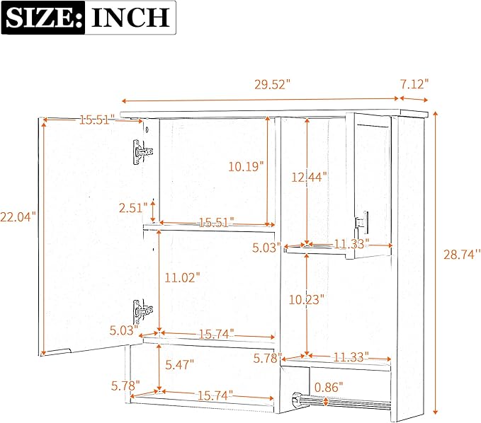 Bathroom Medicine Cabinet, Wall Mounted Bathroom Storage Cabinet - Image 3