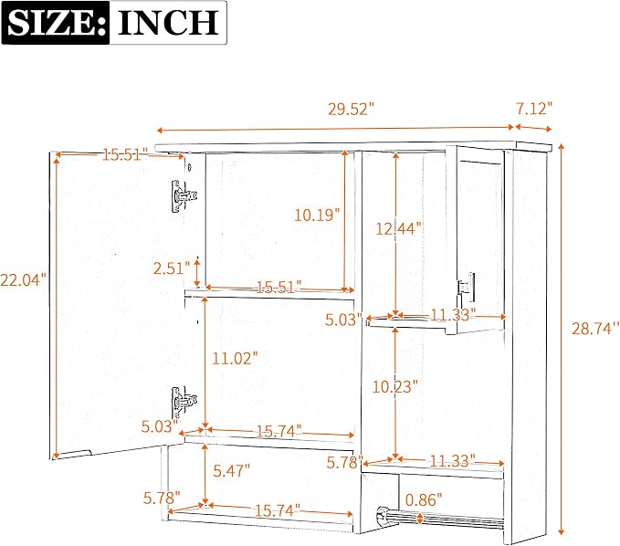 29'' x 28'' Modern Wall Mounted Bathroom Medicine Cabinet, Bathroom Wall - Image 2
