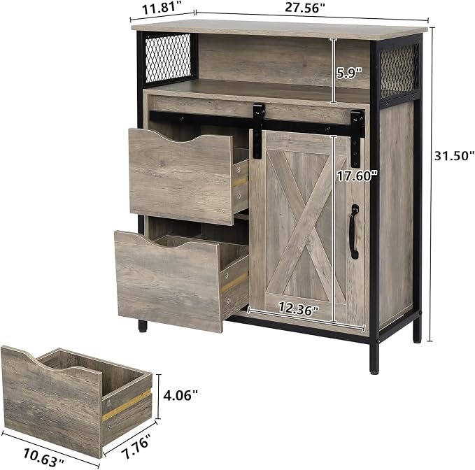 VINGLI Farmhouse Bathroom Floor Storage Cabinet, Rustic Freestanding Cabinet - Image 3
