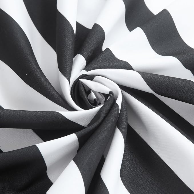 Extra Long Black Shower Curtain, Modern Black and White Stripe Waterproof - Image 2