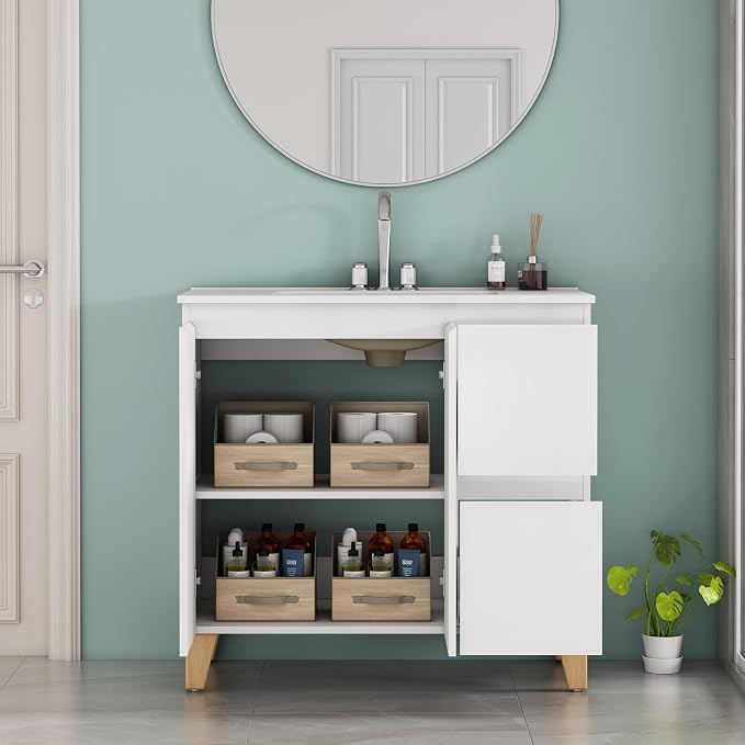 36-Inch Bathroom Vanity with Ceramic Sink Combo, Freestanding Modern Bathroom - Image 5